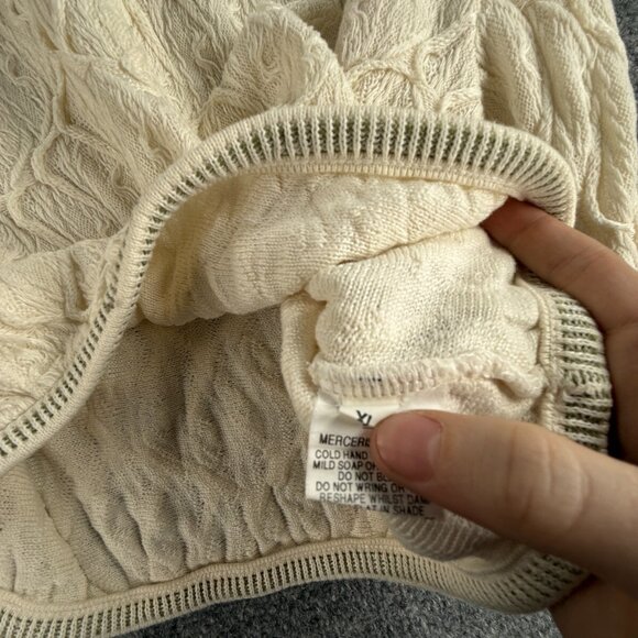 COOGI Australia Sweater Women White Crop Knit Pullover Sleeve Logos Short XL - Picture 12 of 16